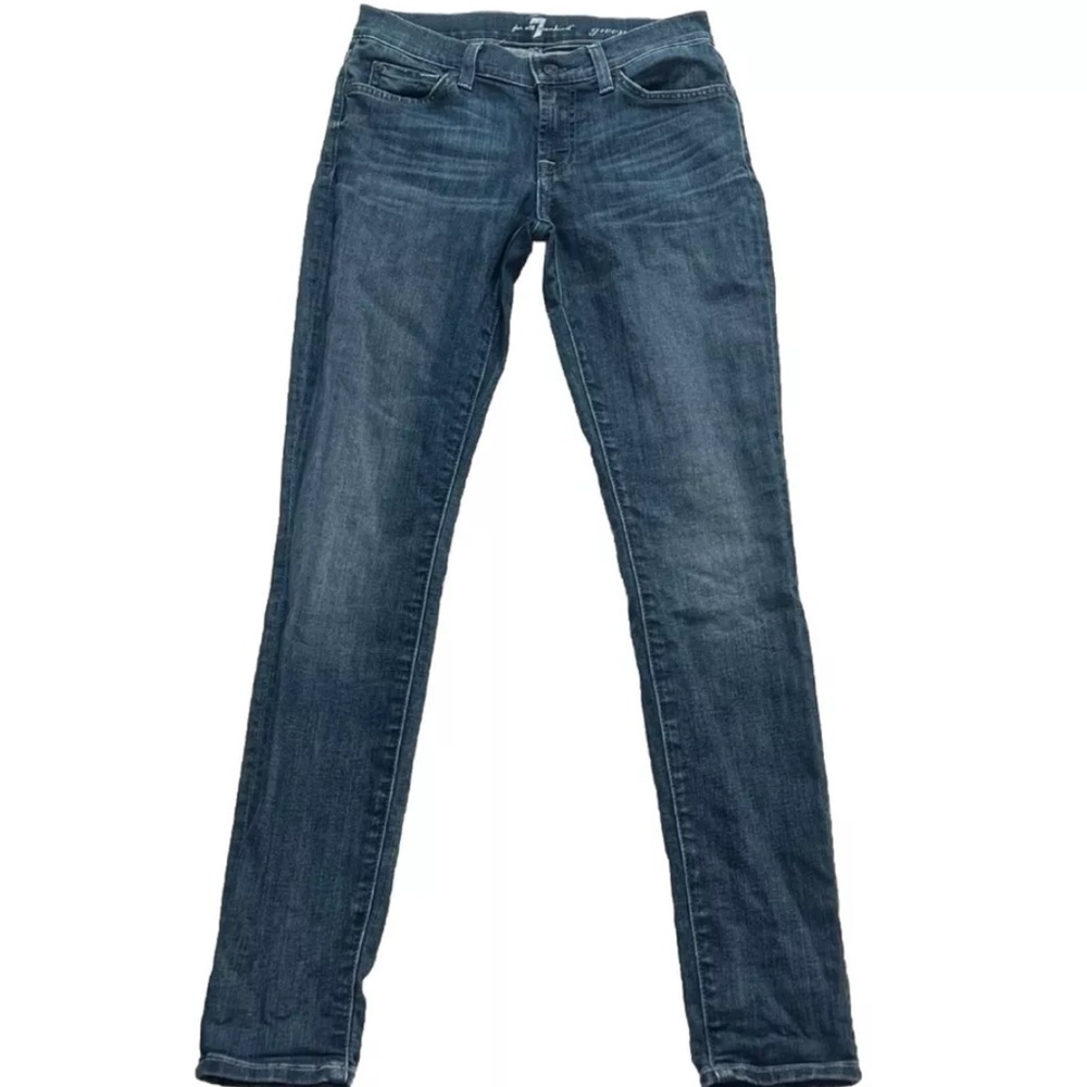 7 For All Mankind Gwenevere Skinny Jeans Medium Wash Low Rise Denim Size 25
